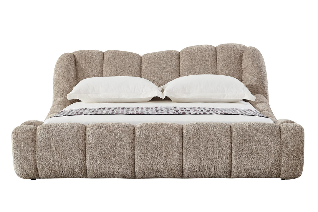 Queen Janine - Modern Tan Fabric Bed
