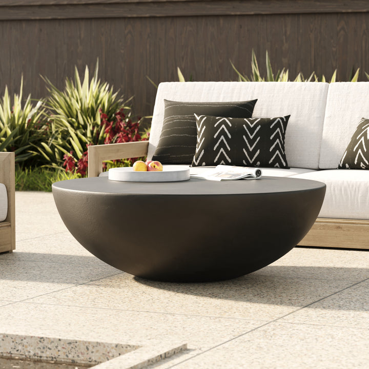 Bronte  Modern Black Concrete Round Coffee Table
