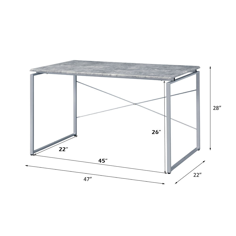Jurgen - Writing Desk - Faux Concrete & Silver
