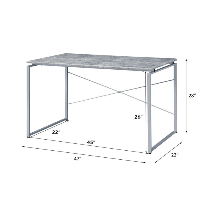 Jurgen - Writing Desk - Faux Concrete & Silver