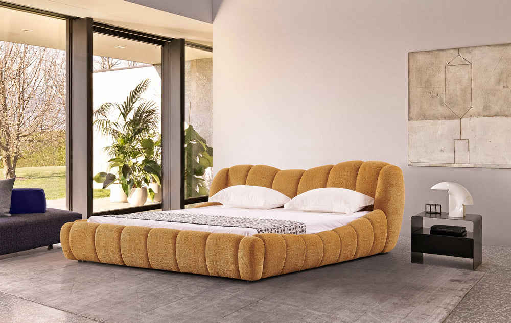 Janine - Modern Camel Fabric Bed - View 5