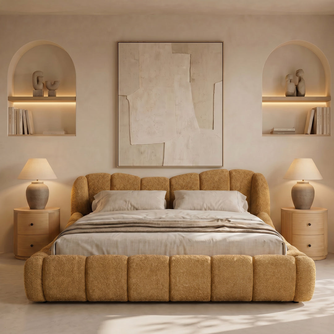 Janine - Modern Camel Fabric Bed