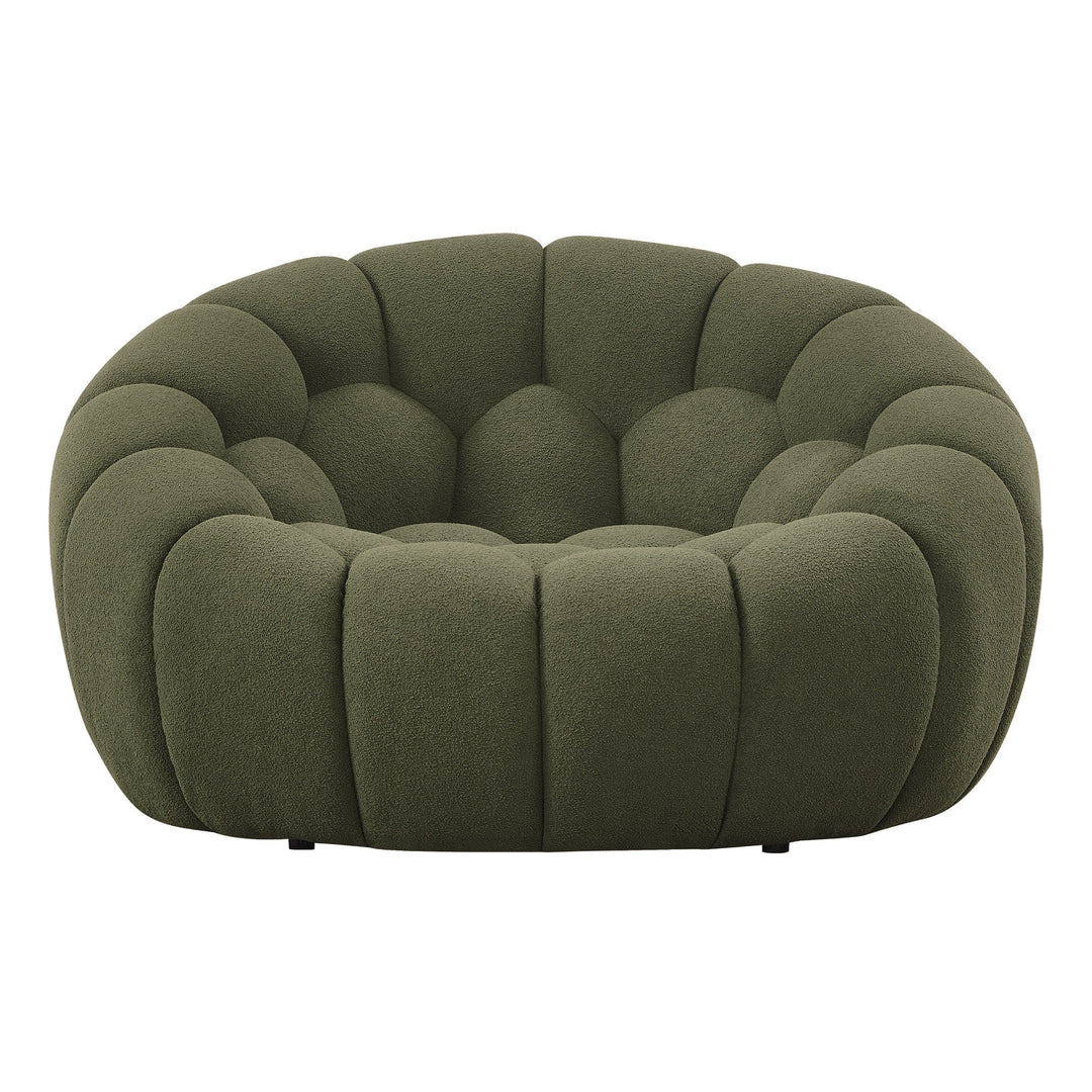 Yolonda - Modern Curved Green Fabric Chair