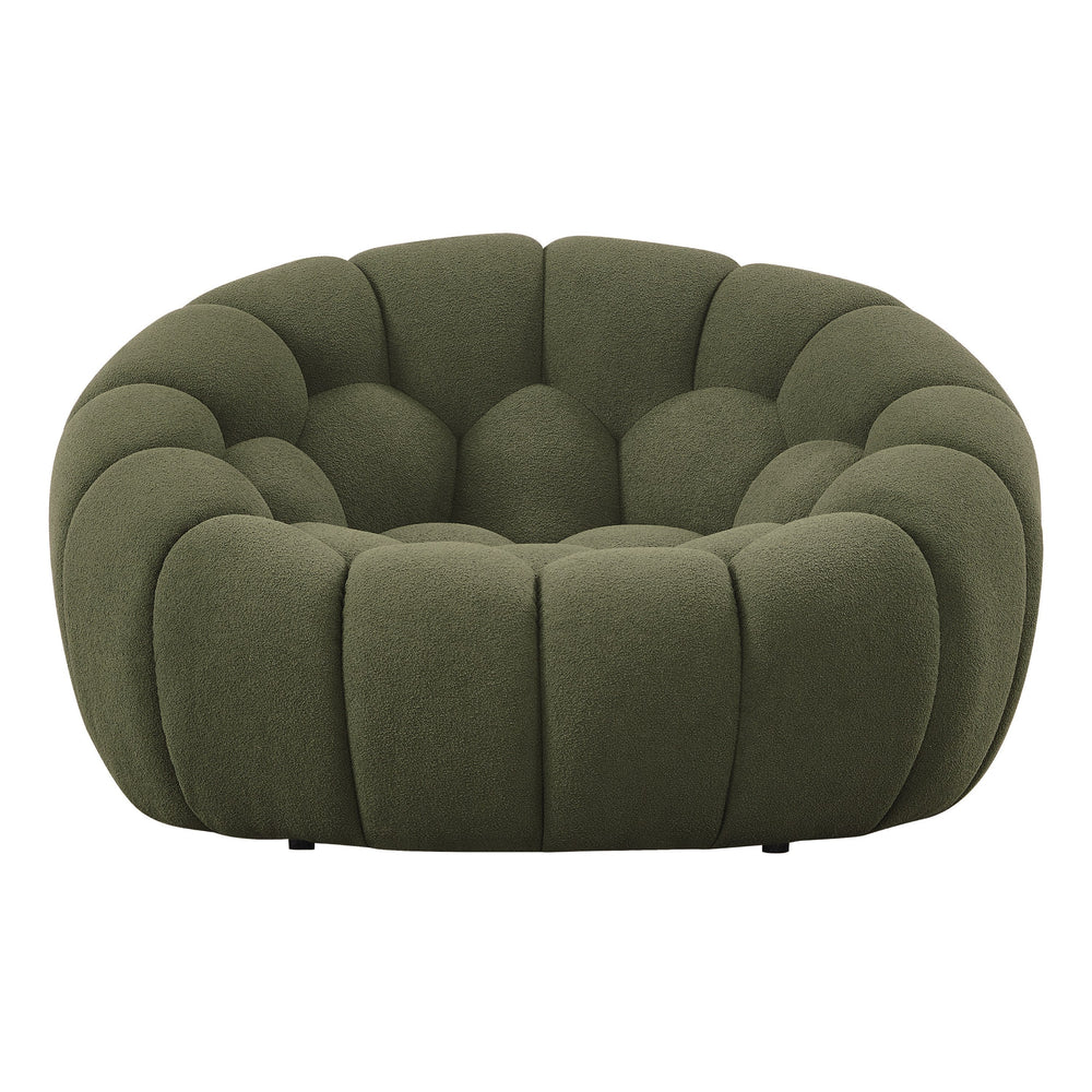 Yolonda - Modern Curved Green Fabric Chair - View 3