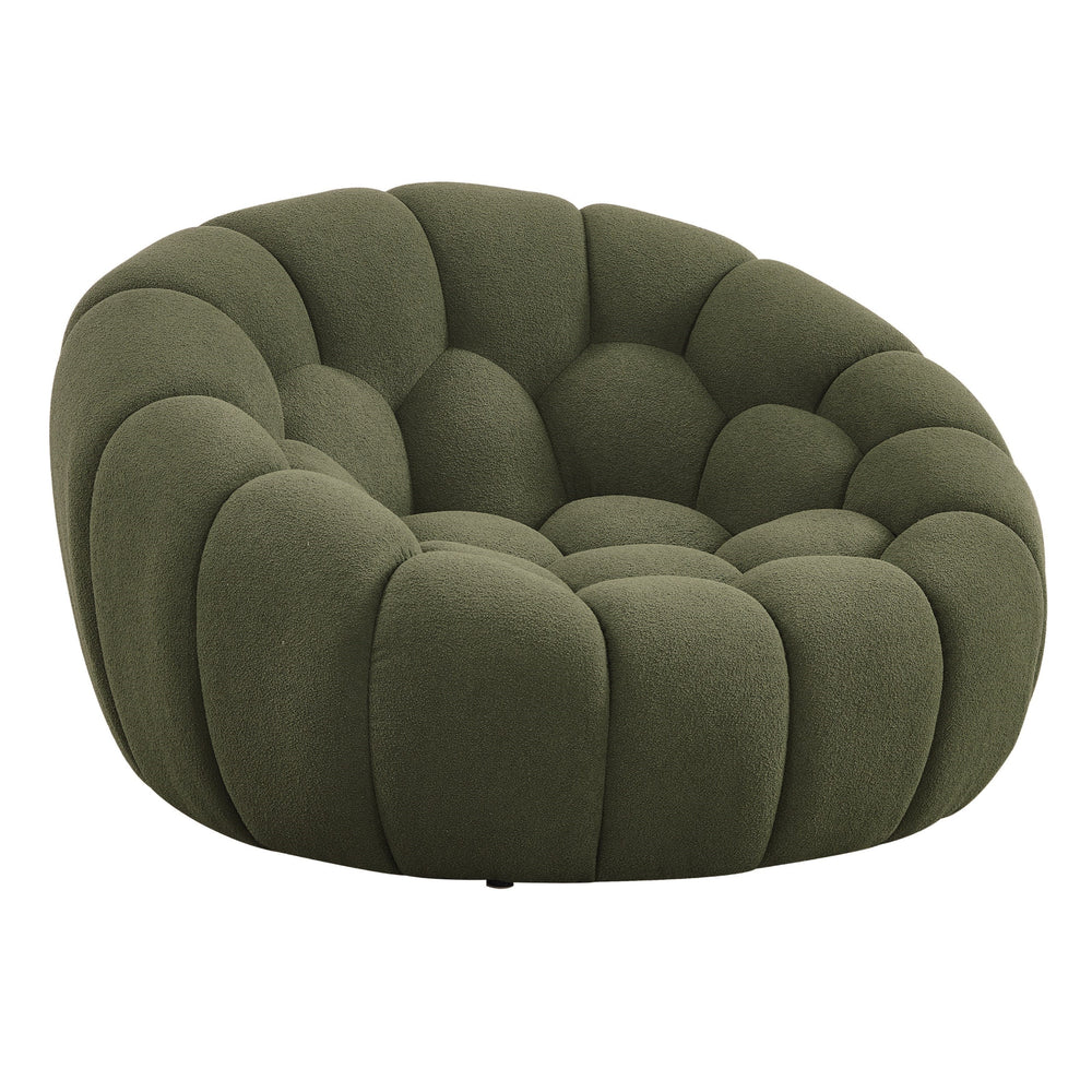 Yolonda - Modern Curved Green Fabric Chair - View 2