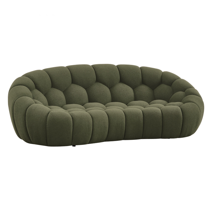 Yolonda - Modern Curved Green Fabric Loveseat