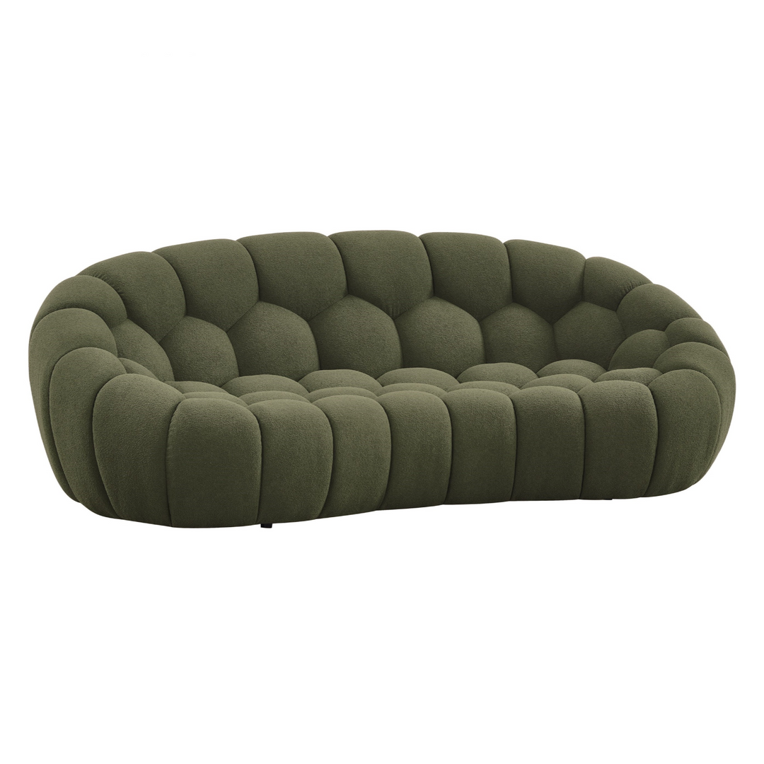 Yolonda - Modern Curved Green Fabric Loveseat