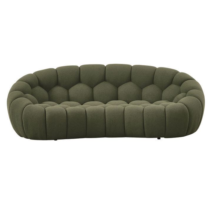 Yolonda - Modern Curved Green Fabric Loveseat