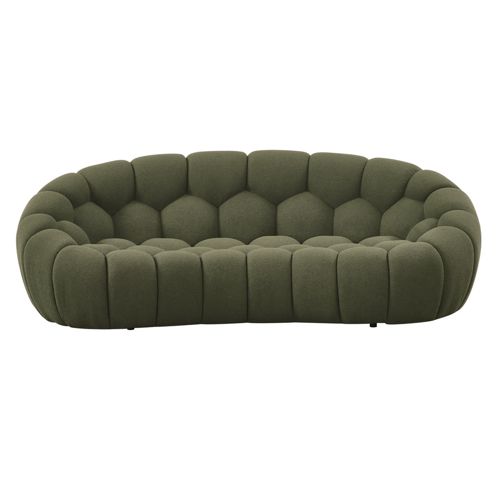 Yolonda - Modern Curved Green Fabric Loveseat - View 4