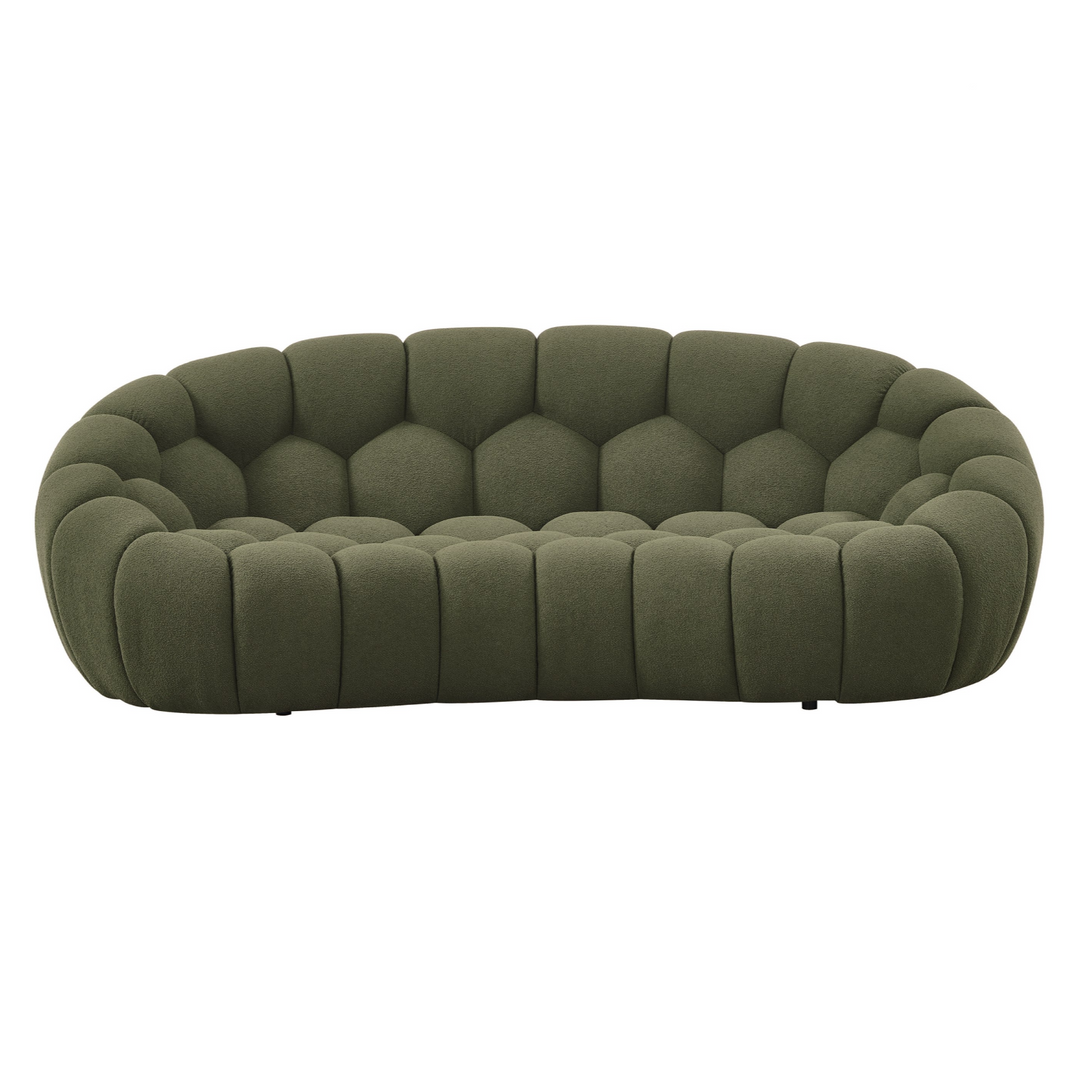Yolonda - Modern Curved Green Fabric Loveseat