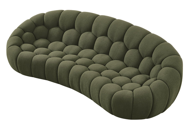 Yolonda - Modern Curved Green Fabric Sofa