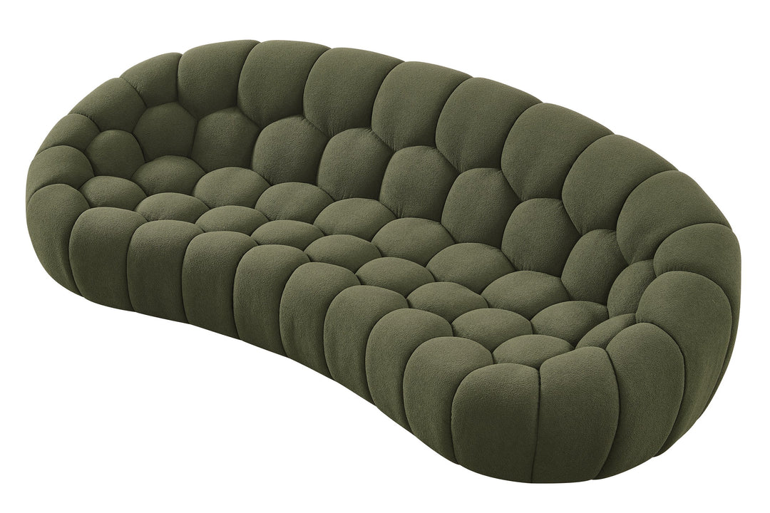 Yolonda - Modern Curved Green Fabric Sofa