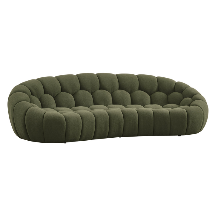 Yolonda - Modern Curved Green Fabric Sofa