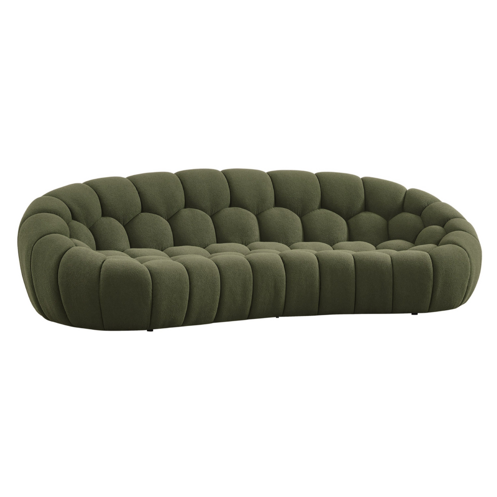 Yolonda - Modern Curved Green Fabric Sofa - View 10
