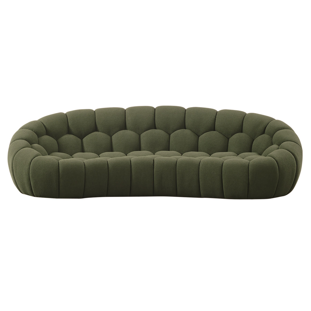 Yolonda - Modern Curved Green Fabric Sofa