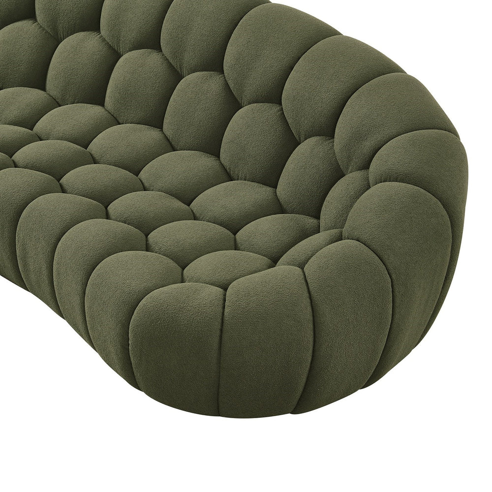 Yolonda - Modern Curved Green Fabric Sofa - View 3