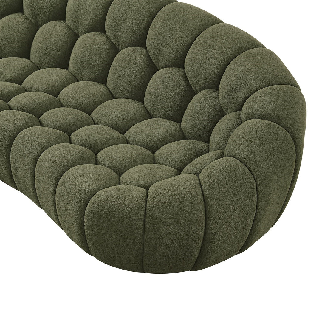 Yolonda - Modern Curved Green Fabric Sofa