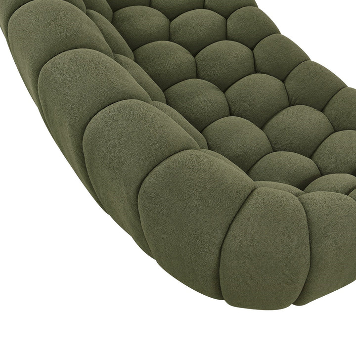 Yolonda - Modern Curved Green Fabric Sofa