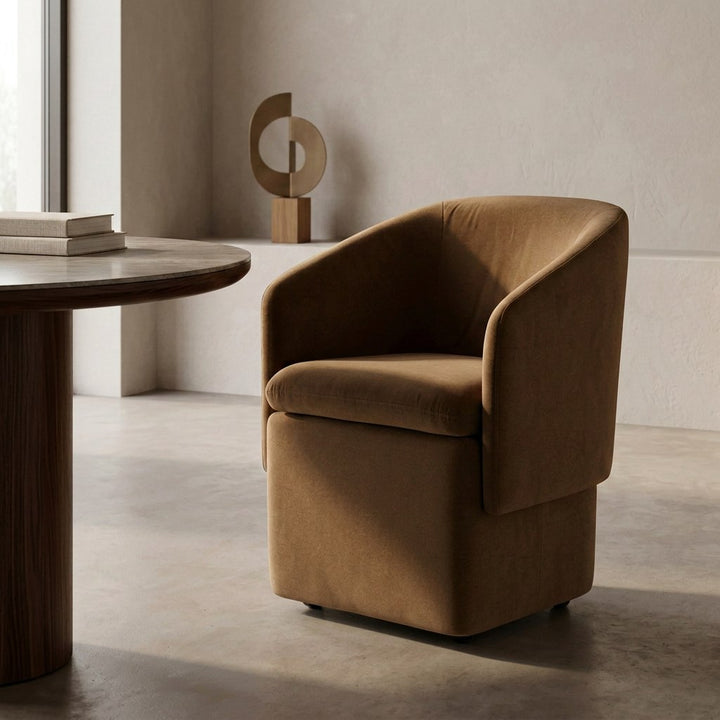 Tassell - Modern Fabric Dining Chair w/ Castor Wheels