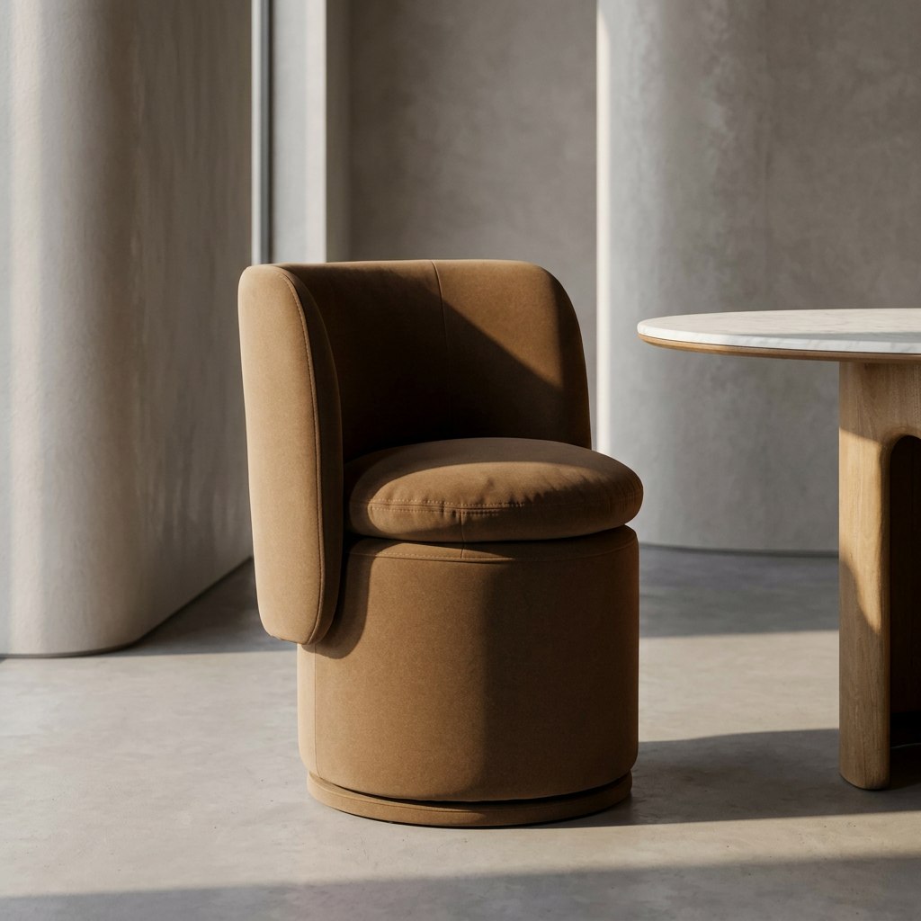 Norris - Modern Brown Fabric Swivel Dining Chair
