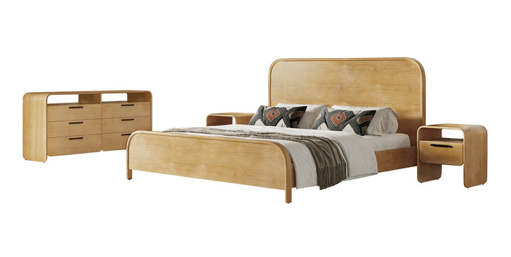 Dresden - Modern Natural Acacia 1-Drawer Nightstand Bedroom Set