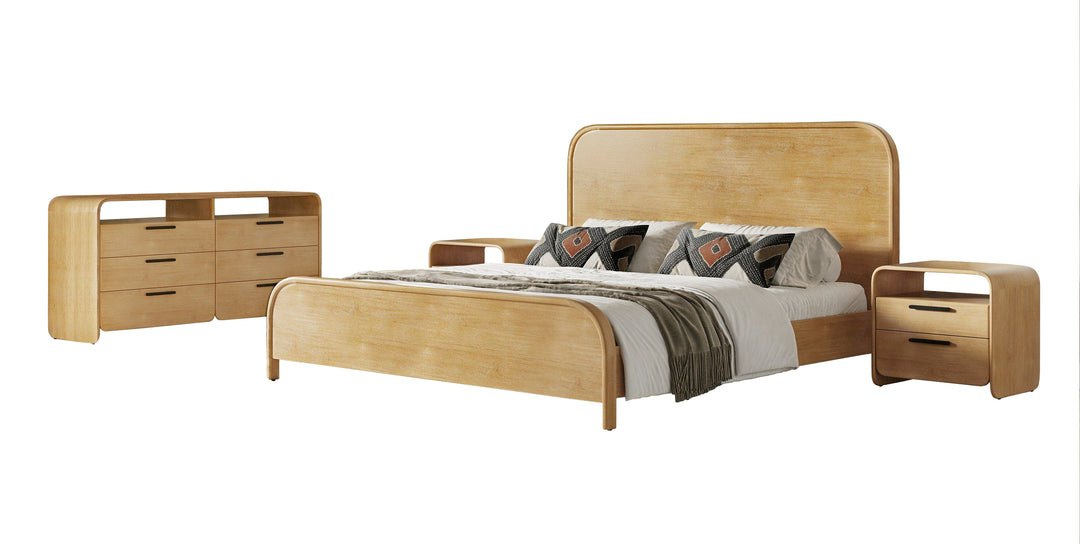 Dresden - Modern Natural Acacia 2-Drawer Nightstand Bedroom Set