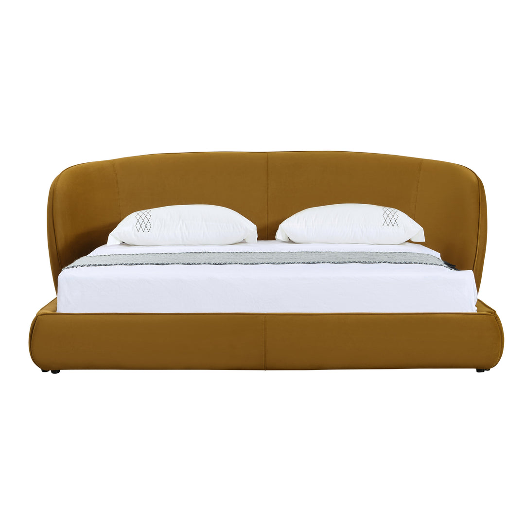Queen Lambert - Modern Burnt Orange Fabric Upholstered Bed