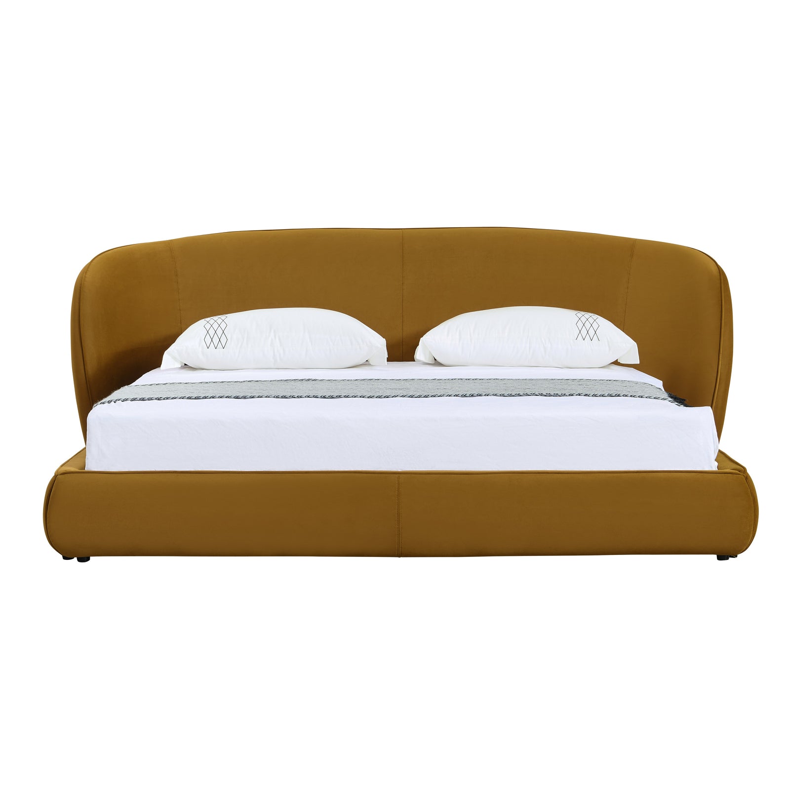 Eastern King Modrest Lambert - Modern Burnt Orange Fabric Upholstered Bed