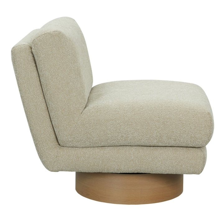 Petito - Modern Beige Fabric  Chestnut Accent Chair