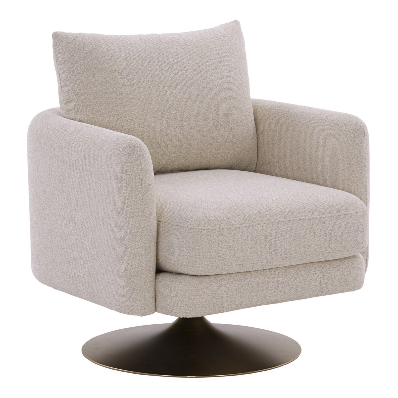 Doyle - Modern Cream Fabric  Gold Accent Chair