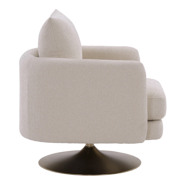 Doyle - Modern Cream Fabric  Gold Accent Chair