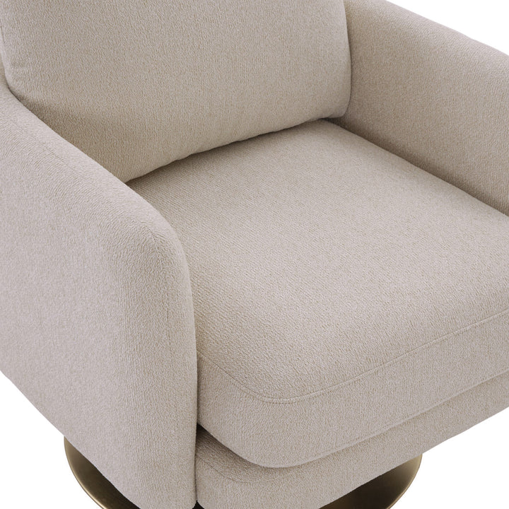 Doyle - Modern Cream Fabric  Gold Accent Chair