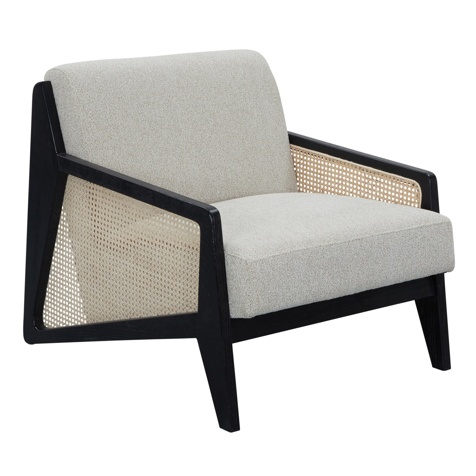 Kratz - Modern Beige Fabric  Rattan  Black Walnut Accent Chair