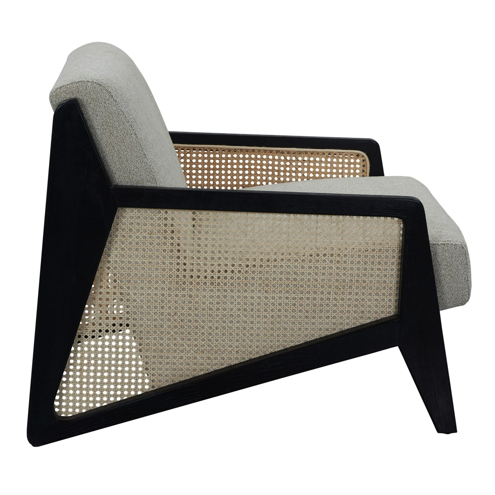 Kratz - Modern Beige Fabric  Rattan  Black Walnut Accent Chair