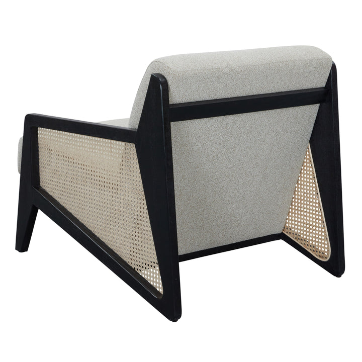 Kratz - Modern Beige Fabric  Rattan  Black Walnut Accent Chair