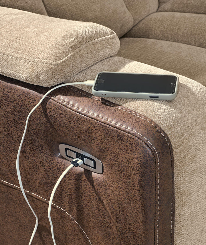 Mixed Motion Power Reclining Sofa - Brownstone (7)