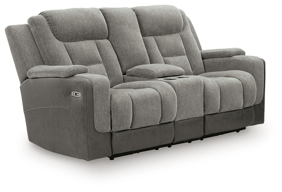 Mixed Motion Power Reclining Loveseat with Console - Shadow (1)