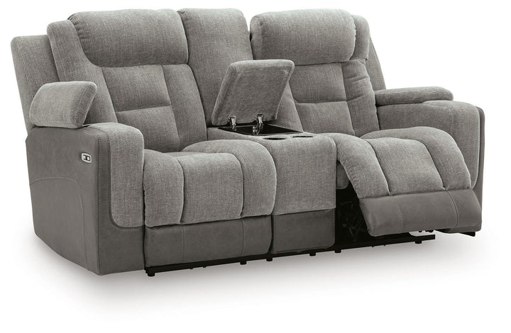 Mixed Motion Power Reclining Loveseat with Console - Shadow (3)
