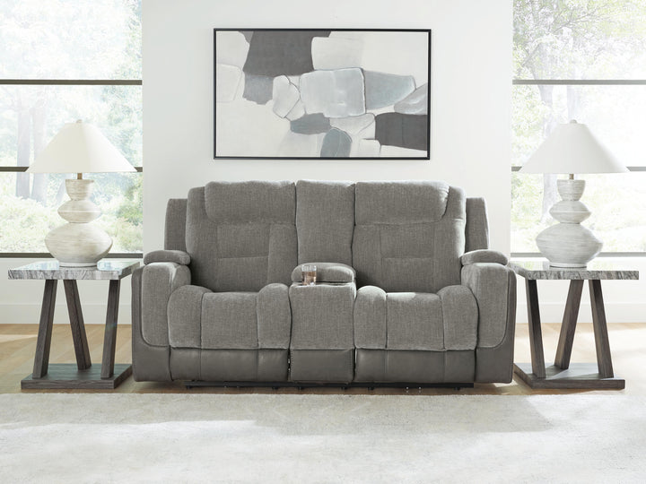 Mixed Motion Power Reclining Loveseat with Console - Shadow (2)