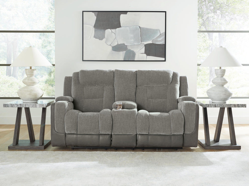 Mixed Motion Power Reclining Loveseat with Console - Shadow (2)