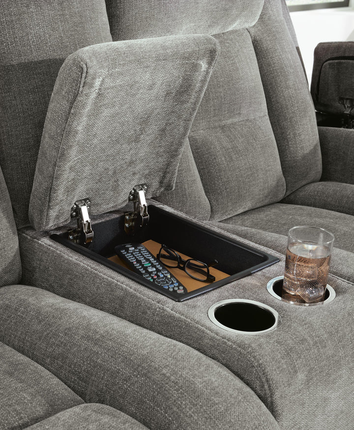 Mixed Motion Power Reclining Loveseat with Console - Shadow (10)