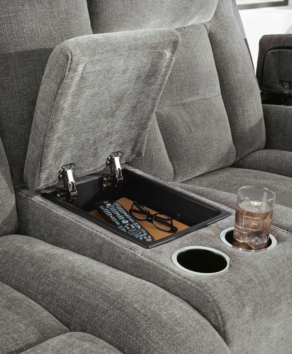 Mixed Motion Power Reclining Loveseat with Console - Shadow (10)