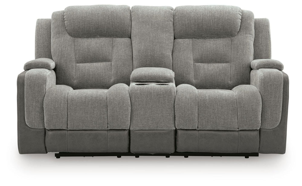 Mixed Motion Power Reclining Loveseat with Console - Shadow (4)