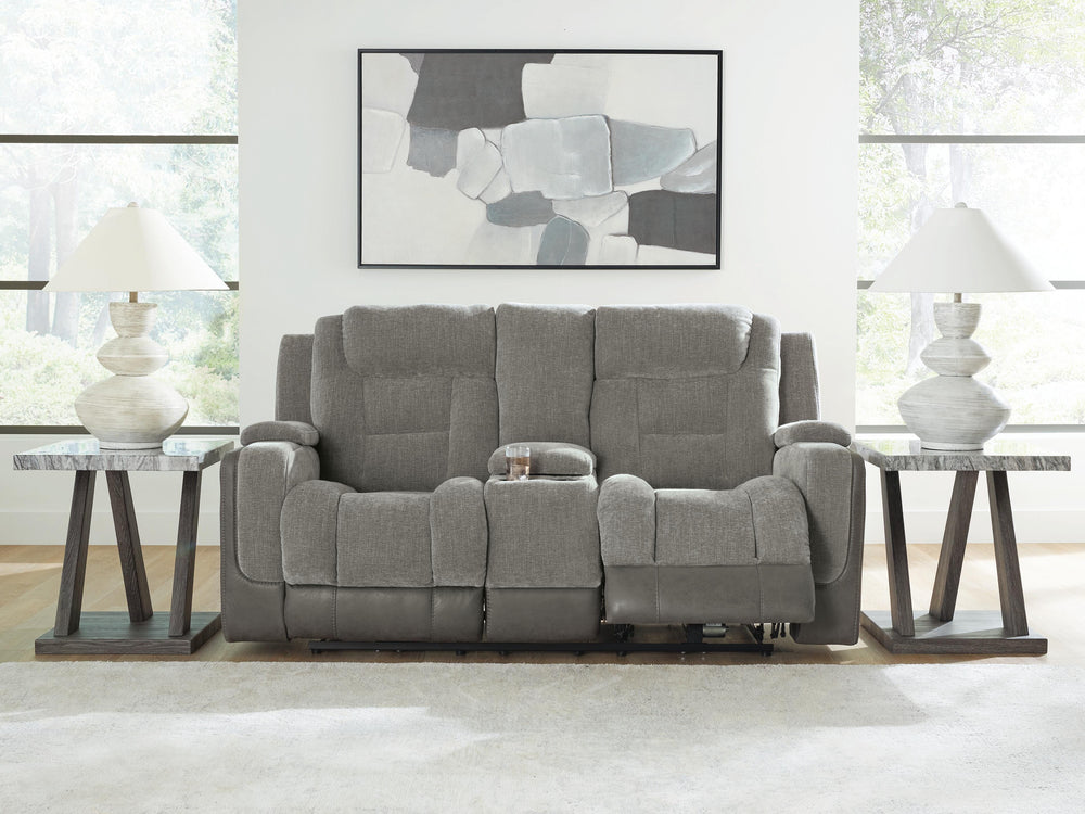 Mixed Motion Power Reclining Loveseat with Console - Shadow (6)