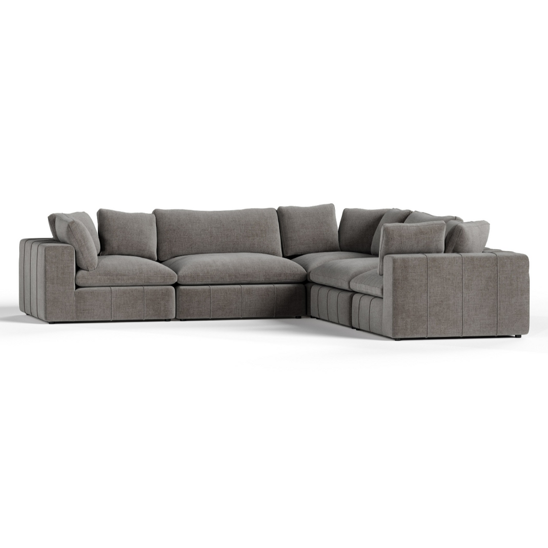 Vicki - Modern Grey Fabric Modular Sectional Sofa-5-Piece Sectional