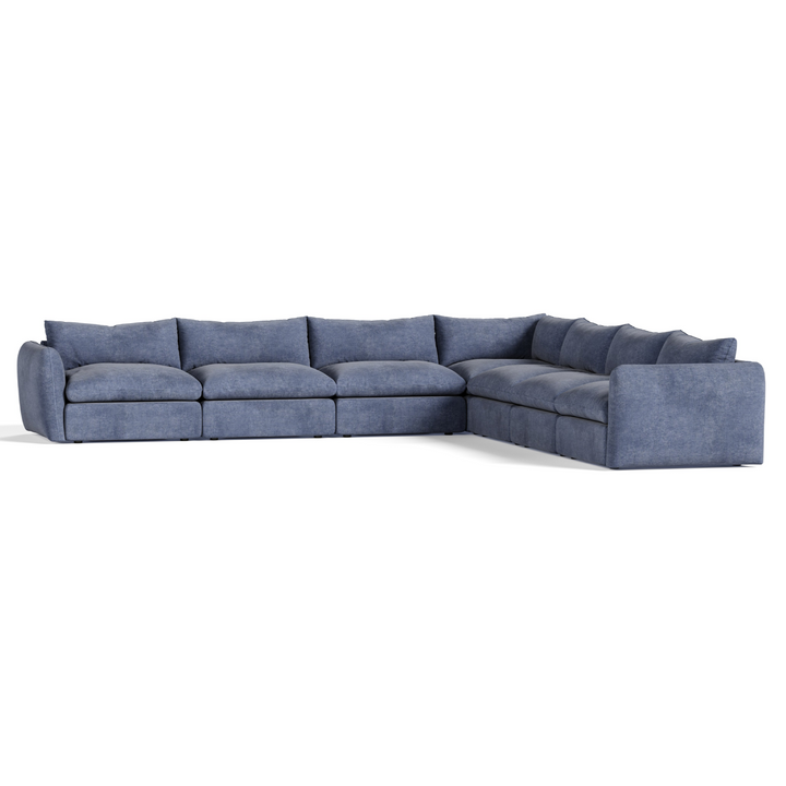 Kinsey - Modern Blue Fabric Modular Sectional Sofa-7-Piece Sectional