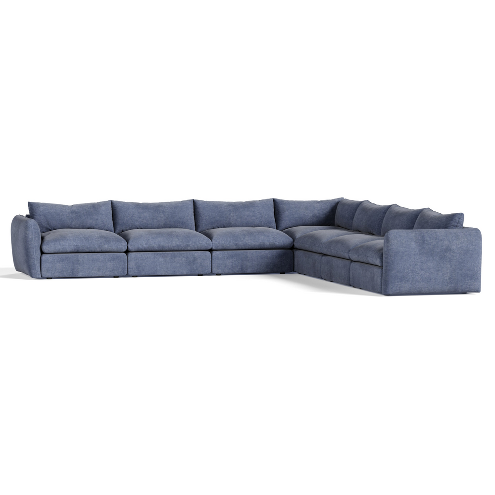 Kinsey - Modern Blue Fabric Modular Sectional Sofa-7-Piece Sectional