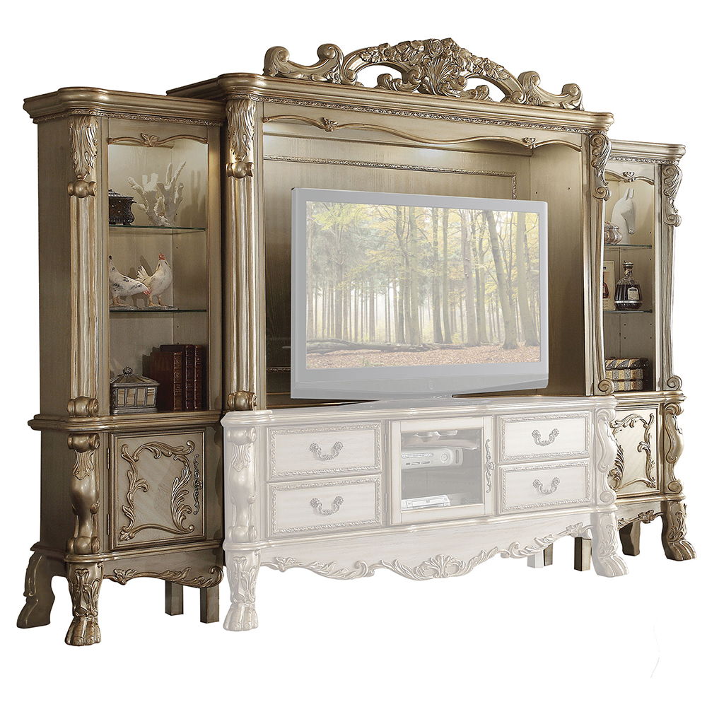 Dresden - Entertainment Center - Gold Patina & Bone