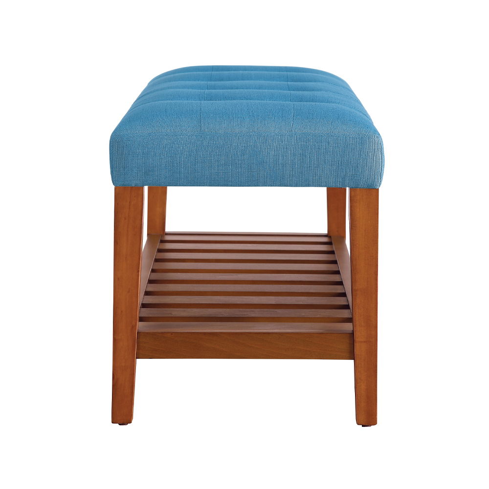 Charla - Bench - Light Blue Fabric & Oak