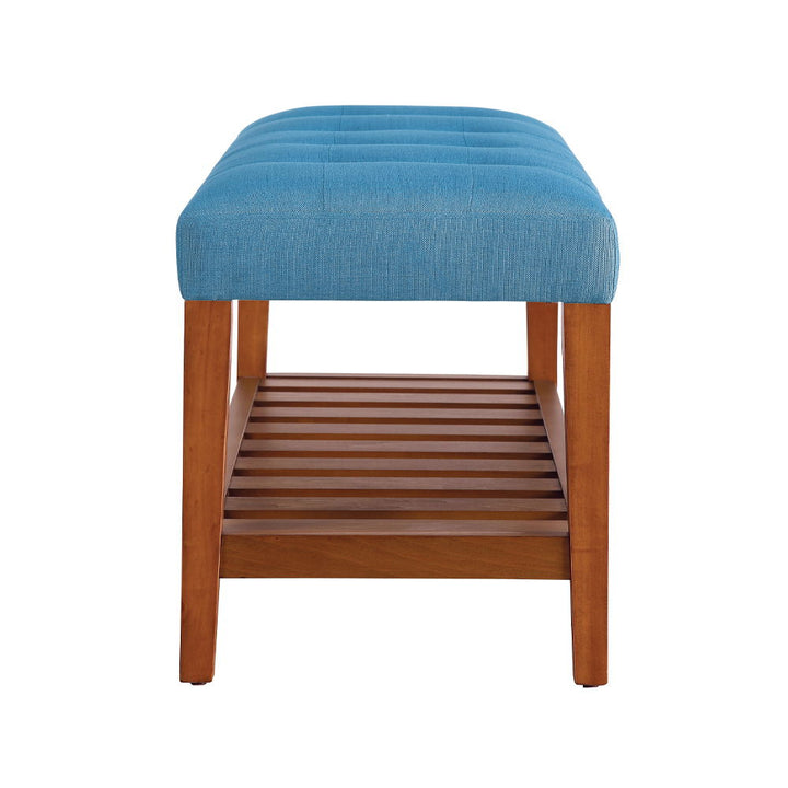 Charla - Bench - Light Blue Fabric & Oak